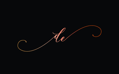 de or d, e Lowercase Cursive Letter Initial Logo Design, Vector Template