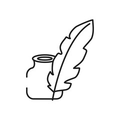 ink bottle and plume icon, line style