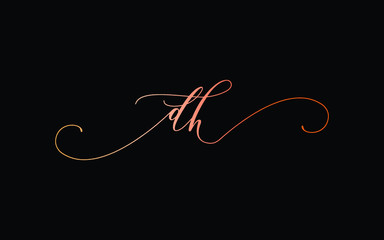 dh or d, h Lowercase Cursive Letter Initial Logo Design, Vector Template