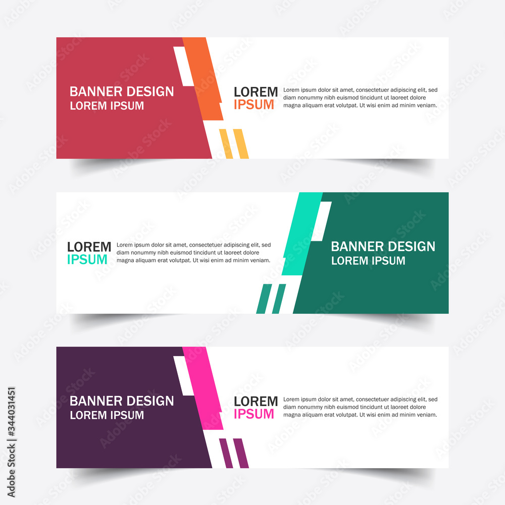 Canvas Prints collection red, green and purple horizontal business and corporate banner web template. set of clean