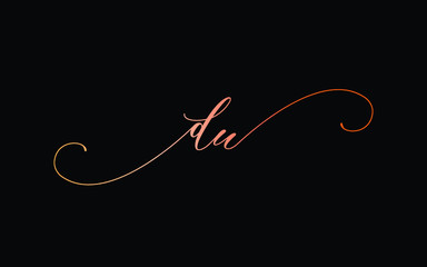 du or d, u Lowercase Cursive Letter Initial Logo Design, Vector Template