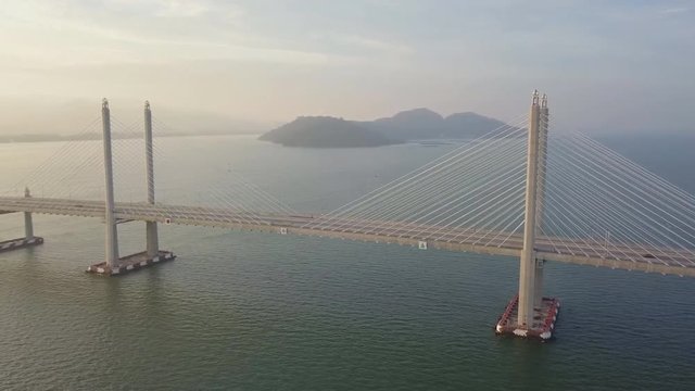 Sultan Abdul Halim Muadzam Shah Bridge. Penang Bridge is a toll bridge with a dual carriageway in Penang, Malaysia. (aerial photography)