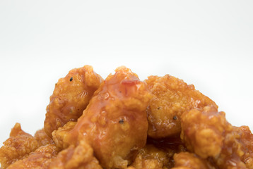 boneless chicken dipped in buffalo sauce or bbq sauce - boneless de pollo bañadas en salsa bufalo o salsa bbq 