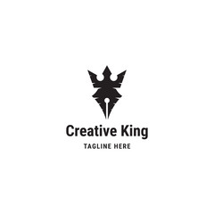 Creative king logo concept. Pen, pencil, crown logo - vector