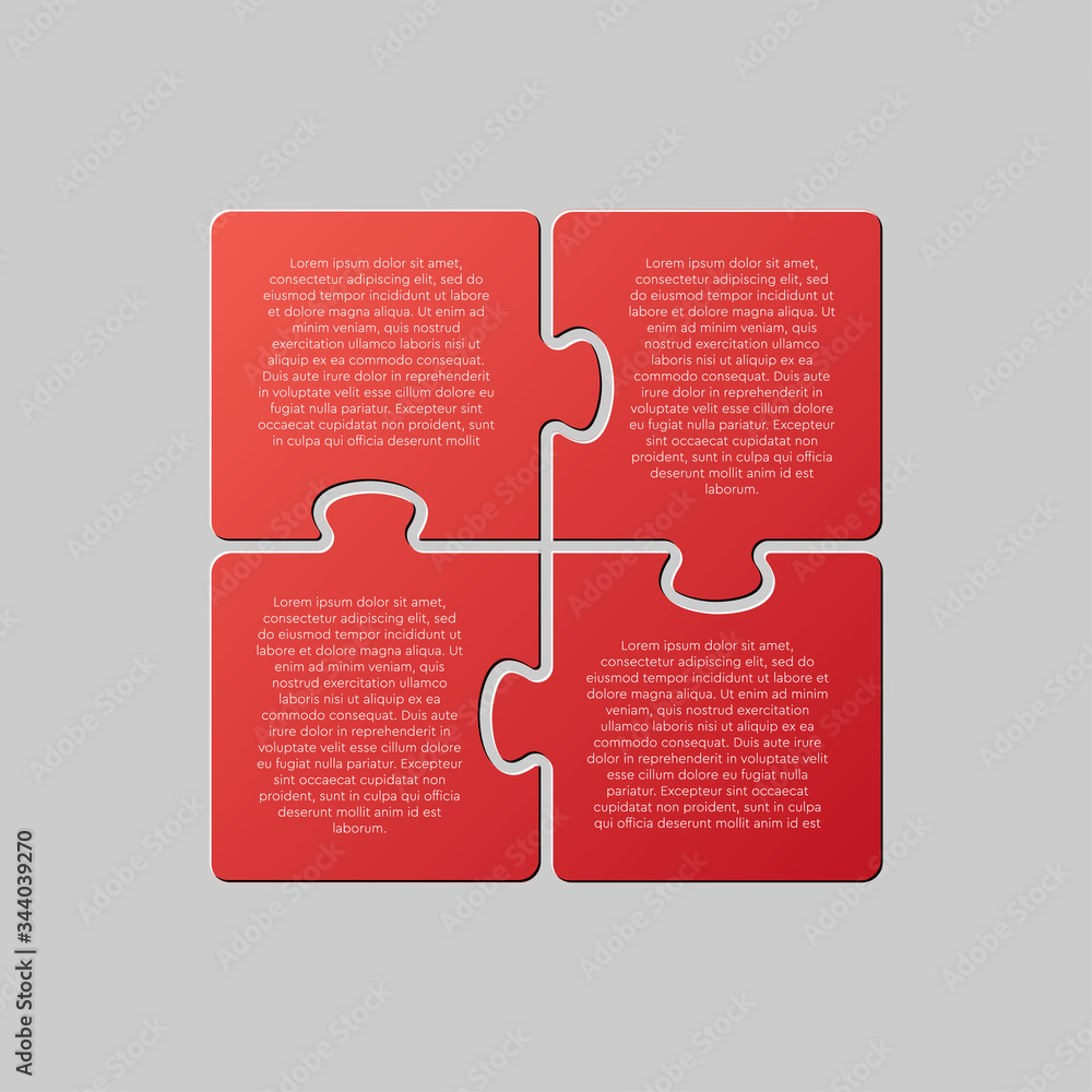 Wall mural four jigsaw puzzle square diagram info graphic