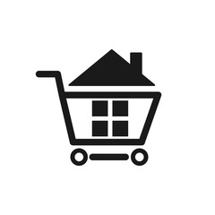 Icons shopping cart. Creative Icons design Cart and Home together. Vector illustration.