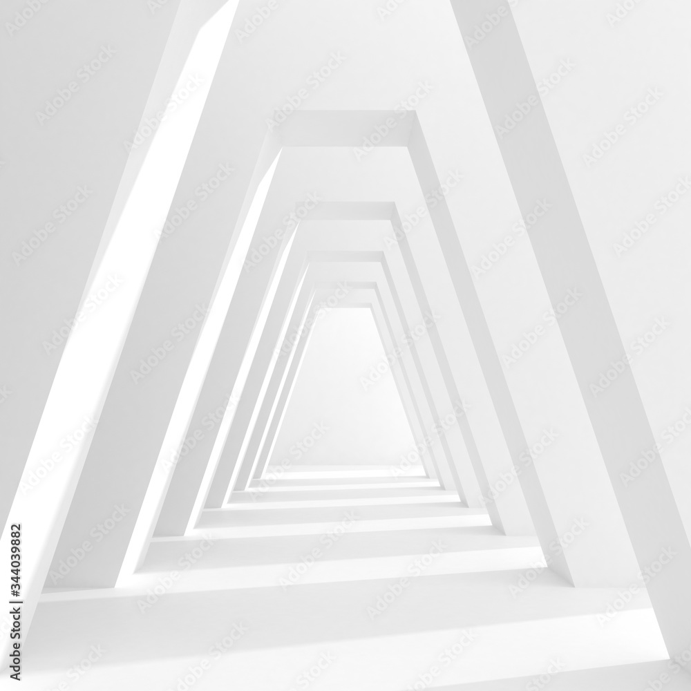 Fototapete Minimal style of pattern tunnel space, abstract architectural details with shadow on archway. 3D rendering. 