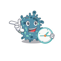 Rickettsia mascot design concept smiling with clock