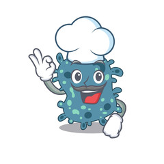 Rickettsia chef cartoon design style wearing white hat