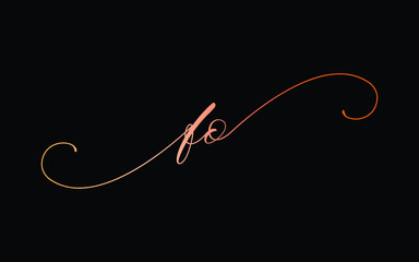 fo or f, o Lowercase Cursive Letter Initial Logo Design, Vector Template