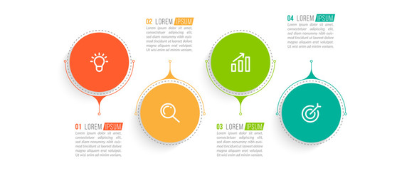 Minimal infographic template design with numbers 4 options or steps.