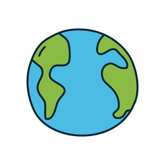 earth planet icon, line and fill style