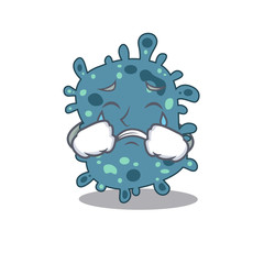 Cartoon character design of rickettsia with a crying face