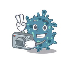 Rickettsia mascot design as a professional photographer working with camera