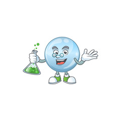 Collagen droplets genius Professor Cartoon character holding glass tube