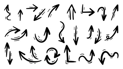 Hand drawn arrow mark icons vector	