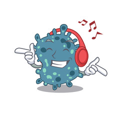 Rickettsia Cartoon in design concept listening music