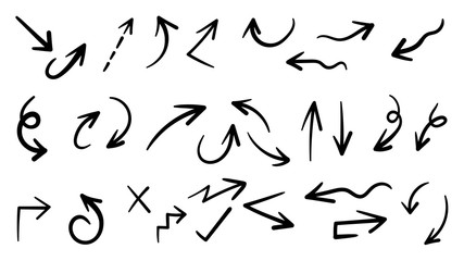 Hand drawn arrow mark icons vector	