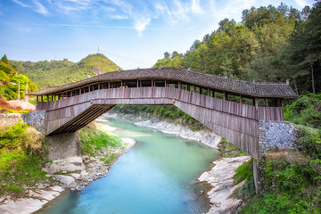 Fototapeta na wymiar Ancient Taishun Lounge Bridge in Zhejiang Province, China