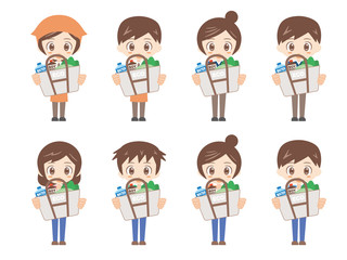 人物セット＿エコバッグを持つ_トート＿商品入り