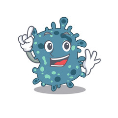 Fototapeta premium Rickettsia mascot character design with one finger gesture
