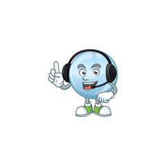 Collagen droplets cartoon character style speaking on headphone