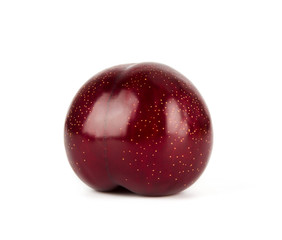Fresh America red plum isolated on white background.