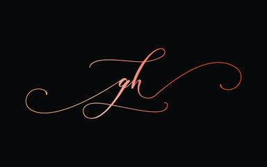 gh or g, h Lowercase Cursive Letter Initial Logo Design, Vector Template