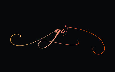 gw or g, w Lowercase Cursive Letter Initial Logo Design, Vector Template