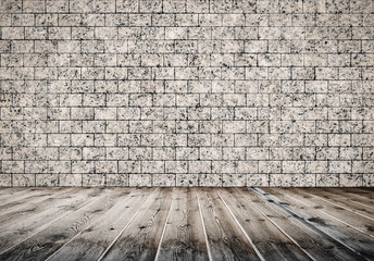 room with brick wall