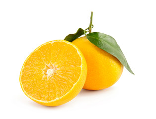 Fresh Japanese Ehime Prefecture orange isolated on white background.