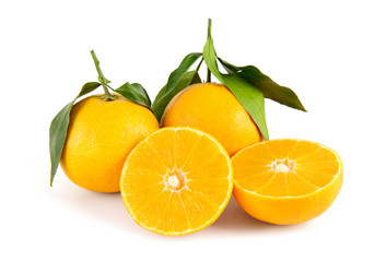 Fresh Japanese Ehime Prefecture orange isolated on white background.