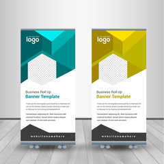 Corporate Roll-up for exhibitions, banner for seminar, layout for placement of photos. Universal stand for conference.	