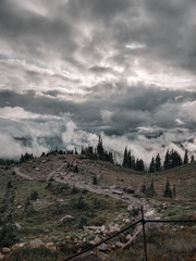 clouds in the mountains