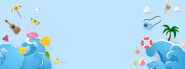 Spring Summer frame poster, swim ring greeting background. banner  vector illustration and design for poster card,