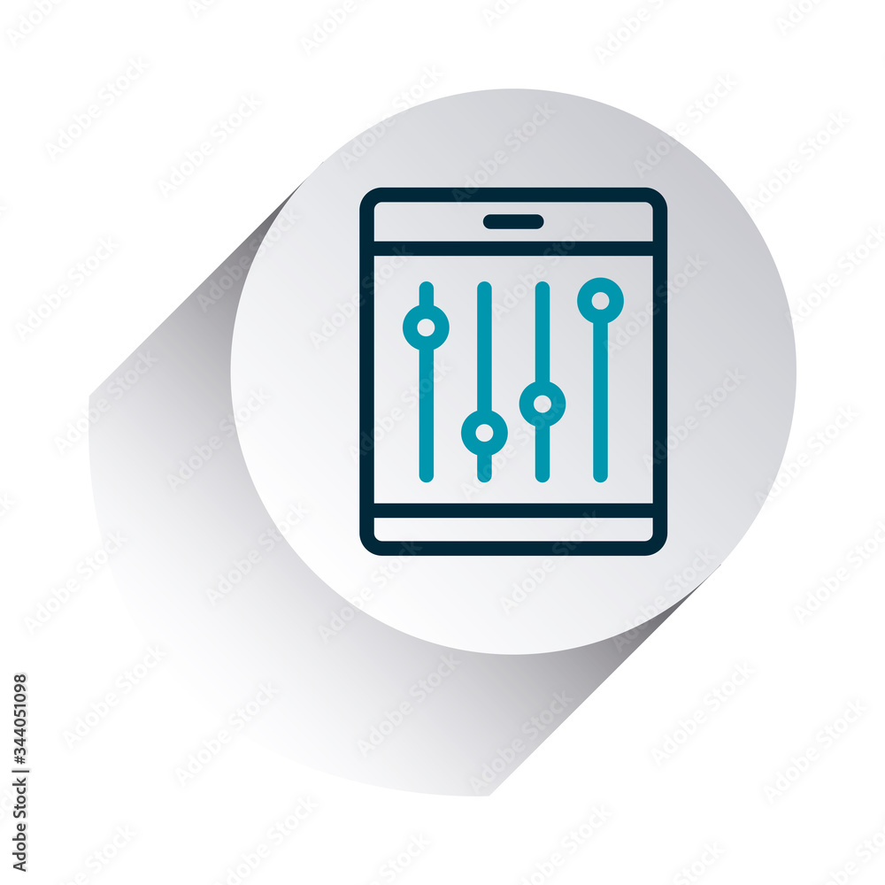 Poster smartphone app buttons concept, control center button icon, line gradient style