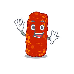 A charismatic acinetobacter bacteria mascot design style smiling and waving hand