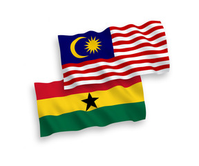 Flags of Ghana and Malaysia on a white background
