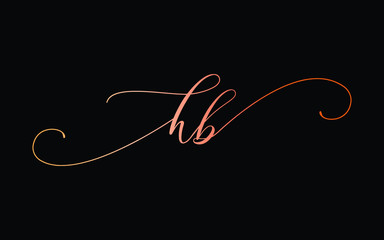 hb or h, b Lowercase Cursive Letter Initial Logo Design, Vector Template