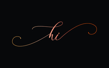 hi or h, i Lowercase Cursive Letter Initial Logo Design, Vector Template