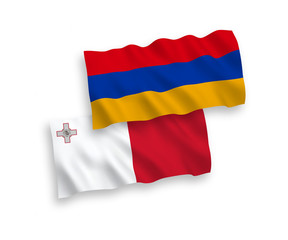 Flags of Malta and Armenia on a white background