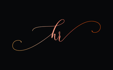 hr or h, r Lowercase Cursive Letter Initial Logo Design, Vector Template