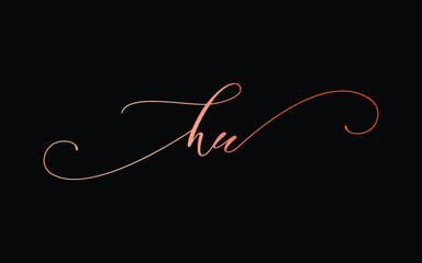 hu or h, u Lowercase Cursive Letter Initial Logo Design, Vector Template