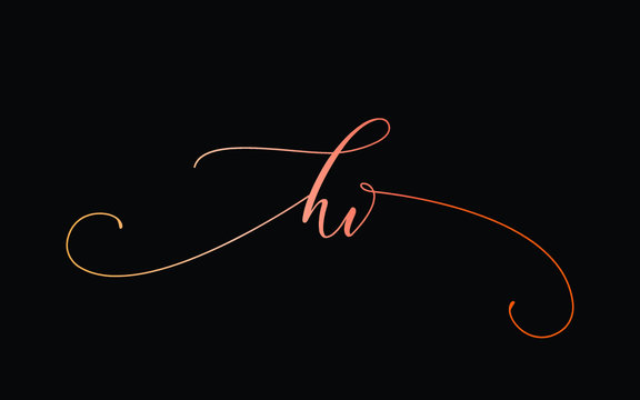 hv or h, v Lowercase Cursive Letter Initial Logo Design, Vector Template