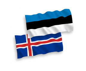 Flags of Iceland and Estonia on a white background
