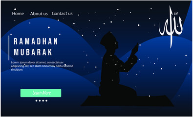 template muslim are praying to god full blue color