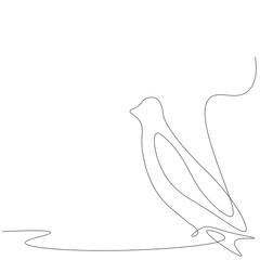 Bird animal background line drawing, vector illustration