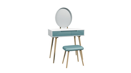 dressing table with chair on white background 3d rendering