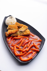 맛있는 한국 퓨전 음식 떡복이, 순대, 돈까스