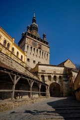 streets in the city of Sighisoara and decorative elements